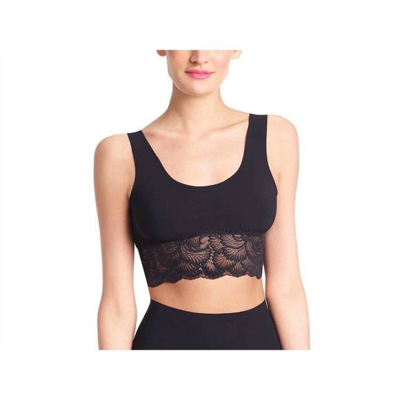 NEW COMMANDO sexy and smooth lace trim longline bralette in black - Picture 1 of 2